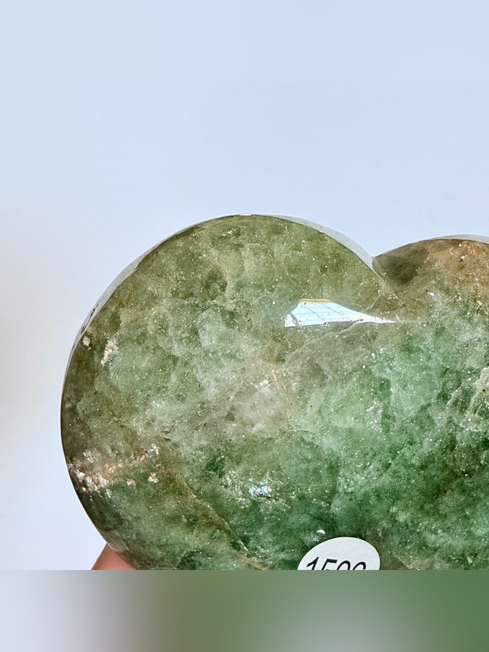 Stunning Green Strawberry Quartz Heart Polished Crystal Paperweight 1.2lb 4.5” - Picture 7 of 14